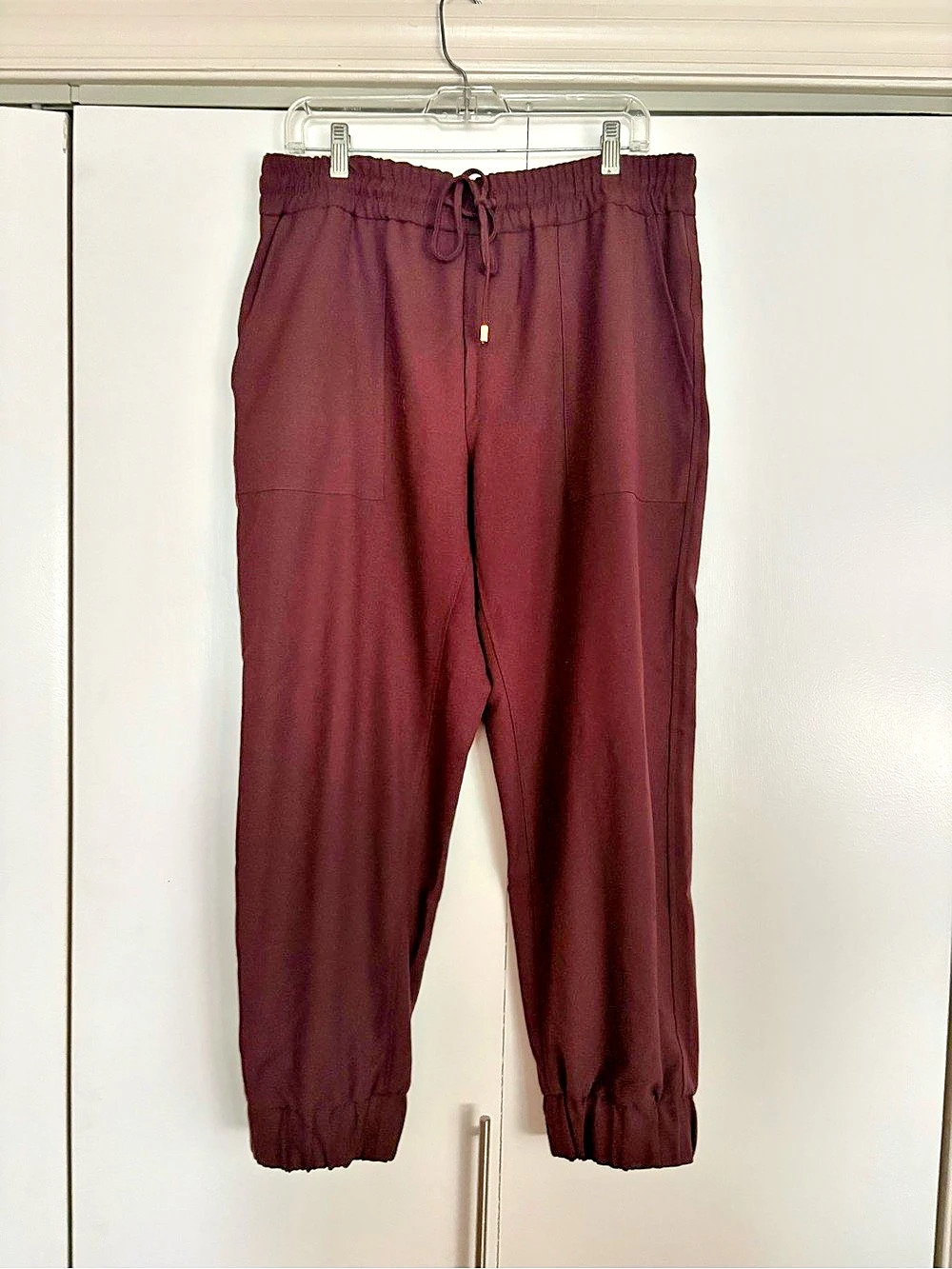 Zara Women's Jogger style Pants in burgundy color Size XL Like New